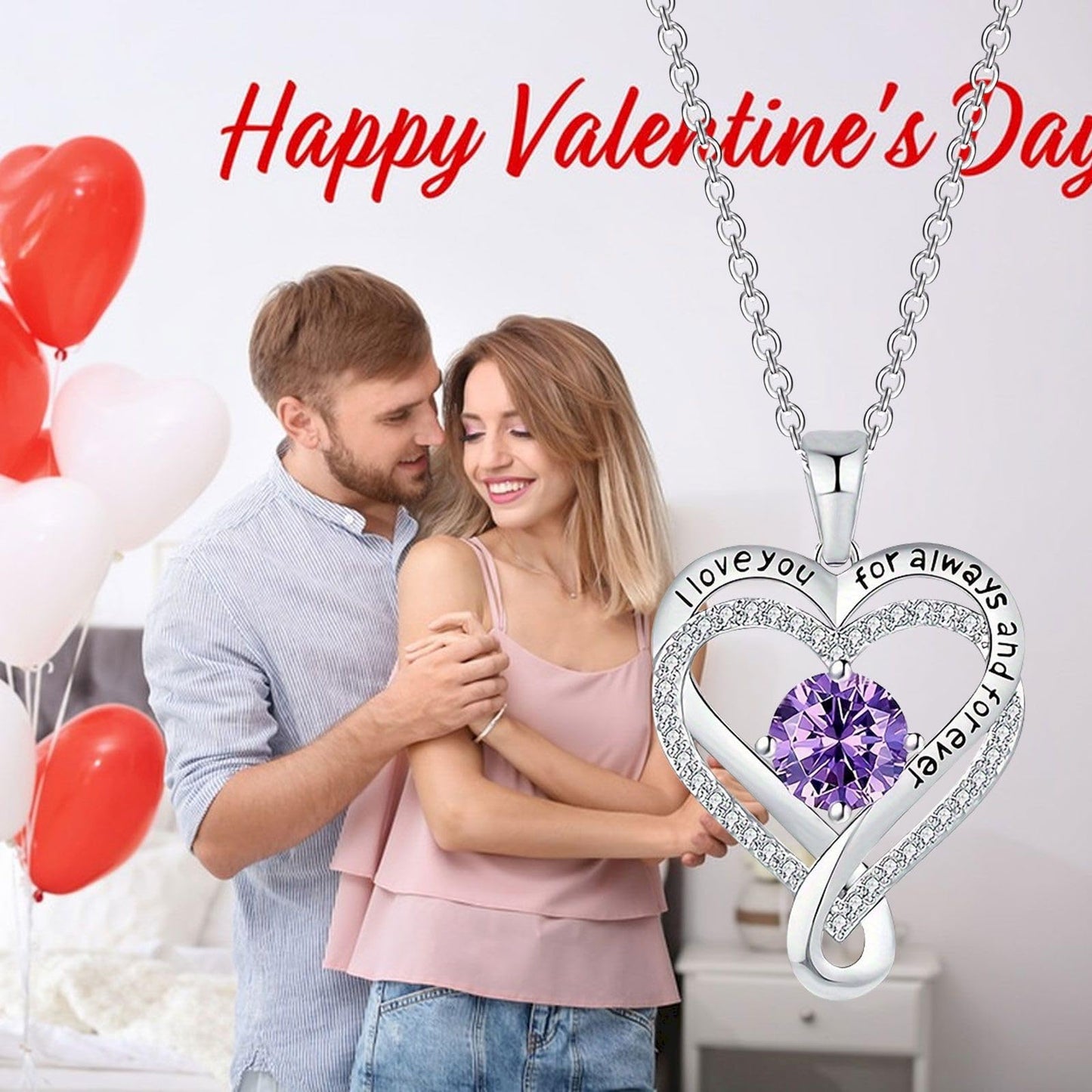 Amaon Outlet Clearance'Sales Today 925 Silver Diamond Long Necklaces for Women After Christmas'Sale My+Orders Love Heart Shape Jewelry Birthday Anniversary for Her Sister