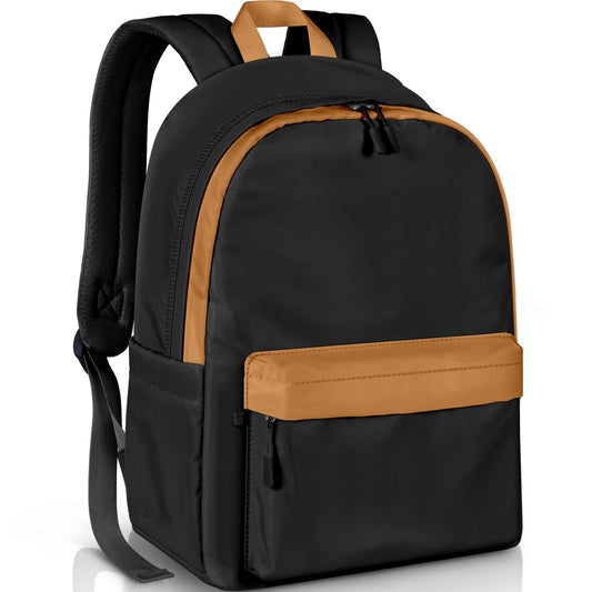 XOAOKO Black School Backpack for Girls and Boys, Preppy Backpack College Bookbag Middle High School Bag, Lightweight Laptop Backpacks for Travel Work Daypack