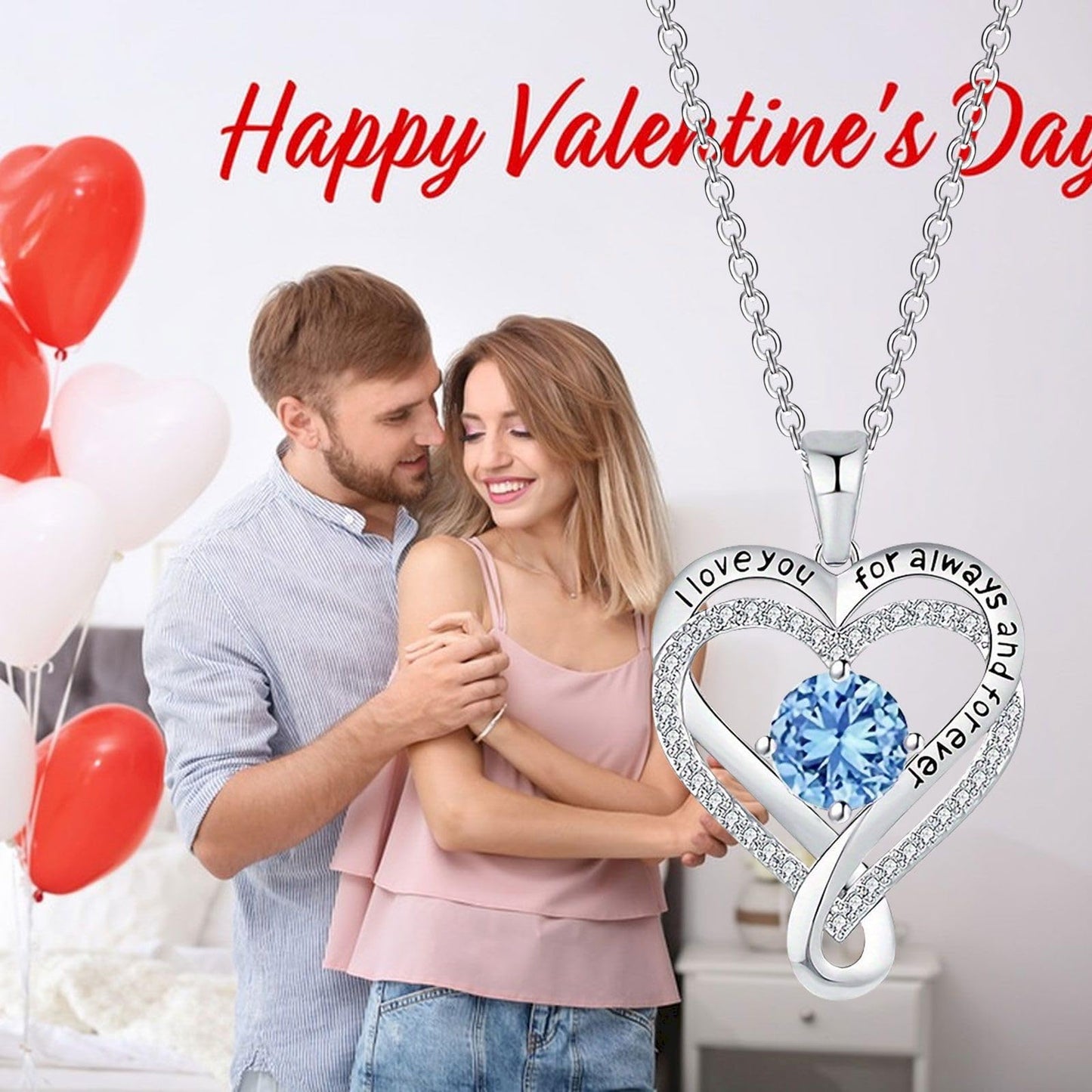 Amaon Outlet Clearance'Sales Today 925 Silver Diamond Long Necklaces for Women After Christmas'Sale My+Orders Love Heart Shape Jewelry Birthday Anniversary for Her Sister
