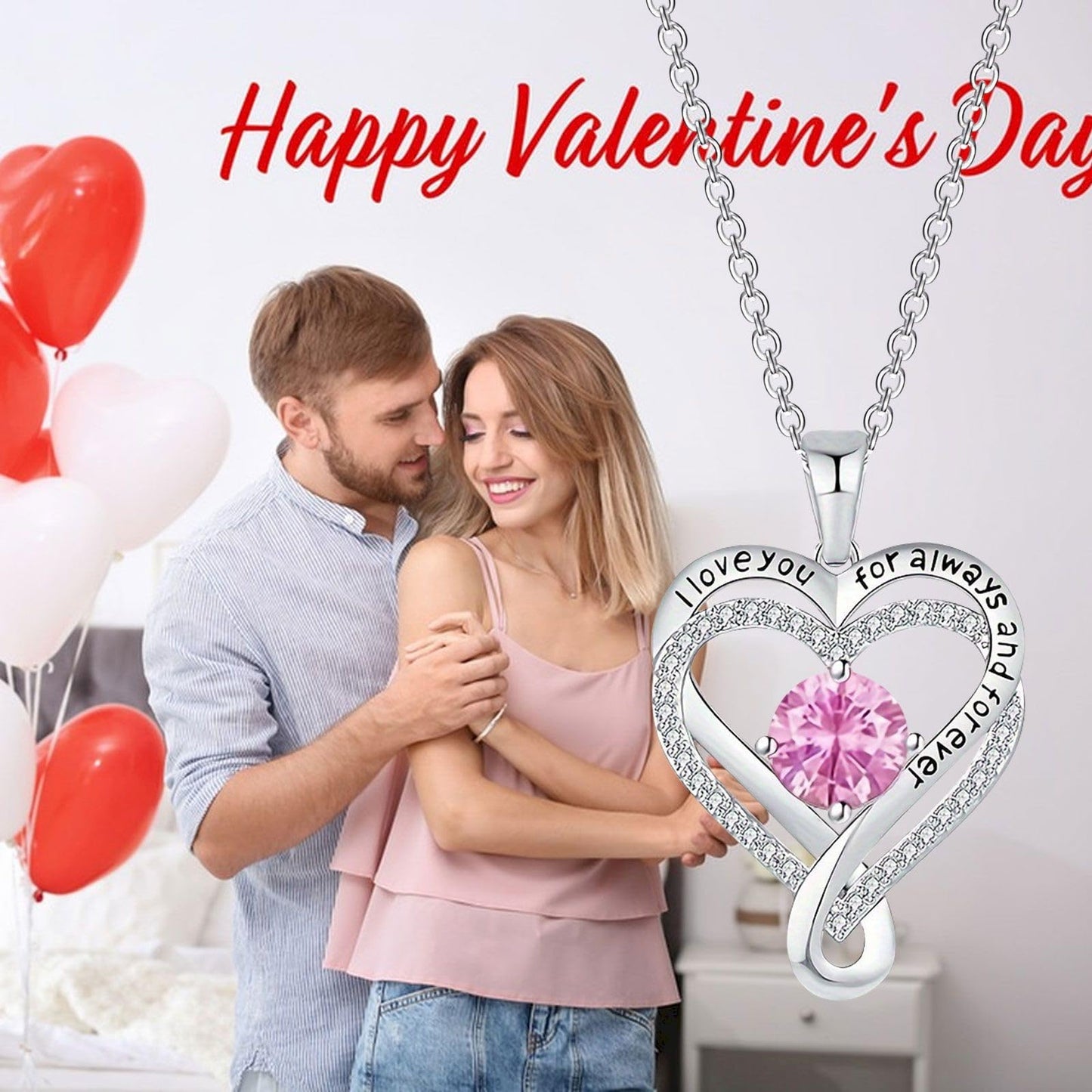 Amaon Outlet Clearance'Sales Today 925 Silver Diamond Long Necklaces for Women After Christmas'Sale My+Orders Love Heart Shape Jewelry Birthday Anniversary for Her Sister