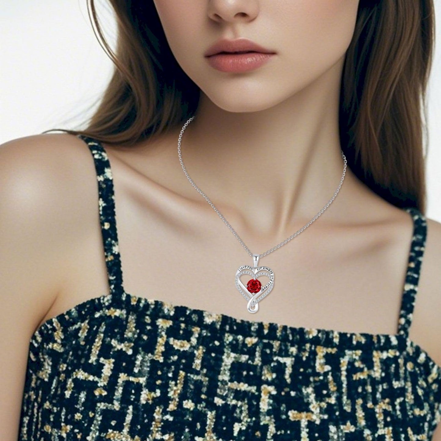 Amaon Outlet Clearance'Sales Today 925 Silver Diamond Long Necklaces for Women After Christmas'Sale My+Orders Love Heart Shape Jewelry Birthday Anniversary for Her Sister