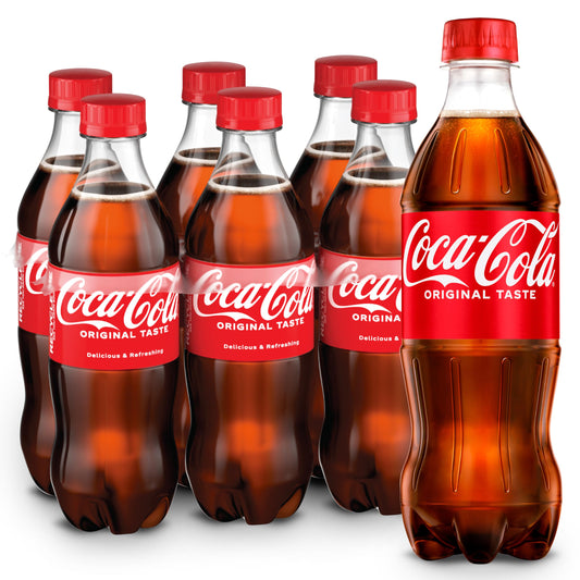 Coca-Cola Soda Soft Drinks, 16.9 fl oz Bottles, 6 Pack - Classic Cola Soft Drink Pack