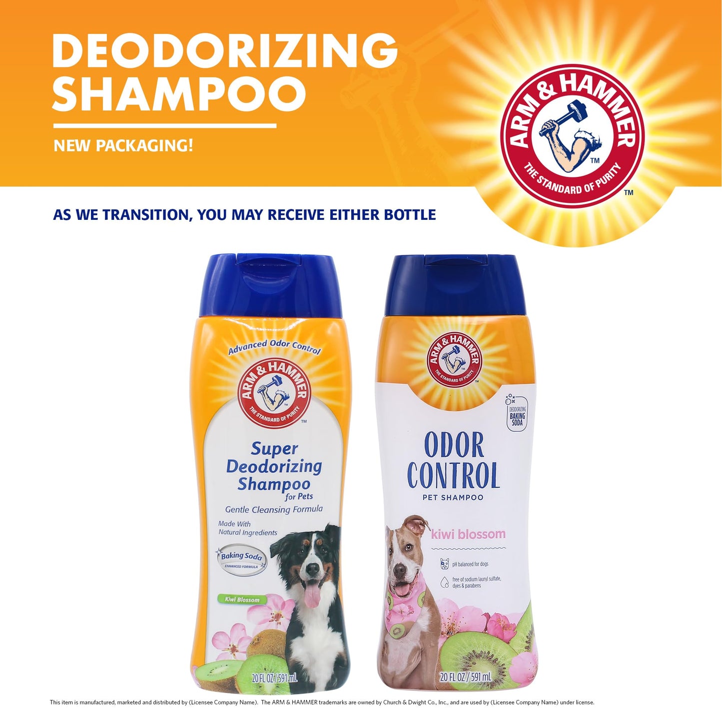 Arm & Hammer Deodorizing Dog Shampoo for Smelly Dogs & Puppies with Baking Soda, Moisturizing Dog Shampoo for Sensitive Skin - Dog Odor Shampoo - Kiwi Blossom Scent, 20 Fl Oz